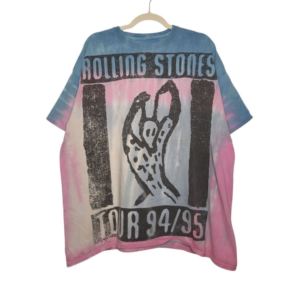 y2k Rolling Stones Art Band Concert Tour Tie Dye Shirt Oversized Grunge